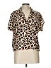 Paper Crane 100% Polyester Animal Print Tan Short Sleeve Blouse Size L - photo 1