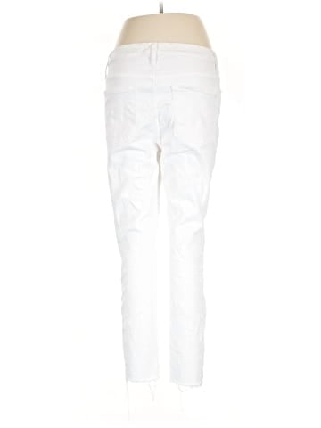 Madewell 9" Mid-Rise Skinny Crop Jeans in Pure White: Knee-Rip Edition (view 2)
