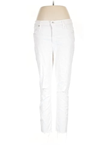 Madewell 9" Mid-Rise Skinny Crop Jeans in Pure White: Knee-Rip Edition (view 1)