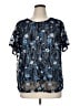 Cj Banks 100% Polyester Blue Short Sleeve Blouse Size 1X - photo 1