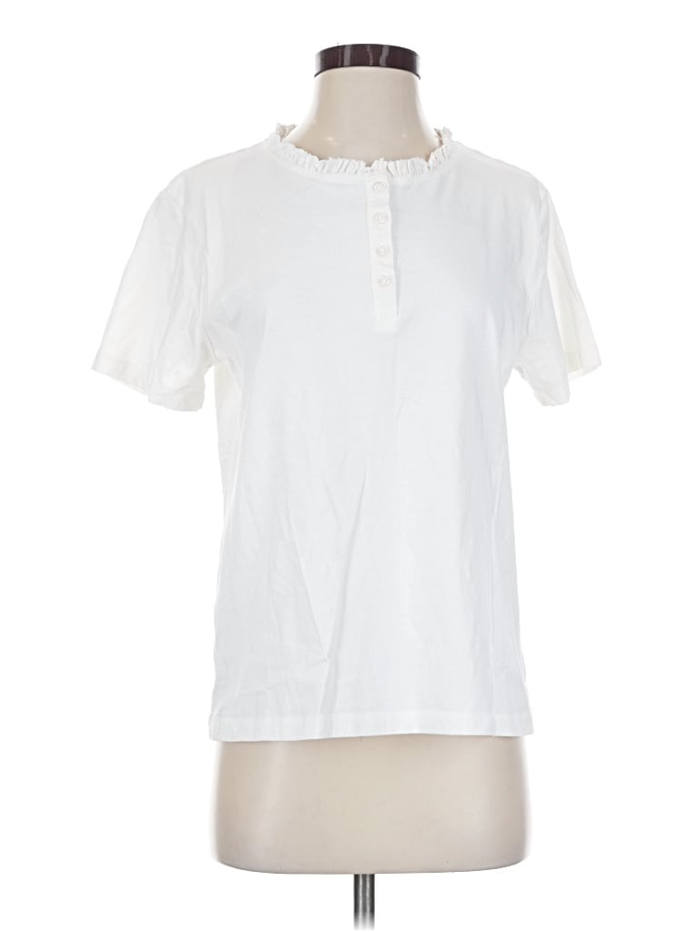 Pre-owned Orvis Short Sleeve Top White Keyhole Neckline Tops