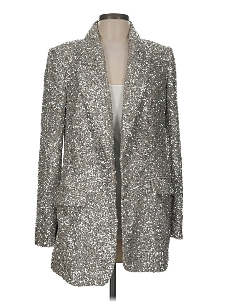 Pre-owned Express Blazer Jacket In Silver