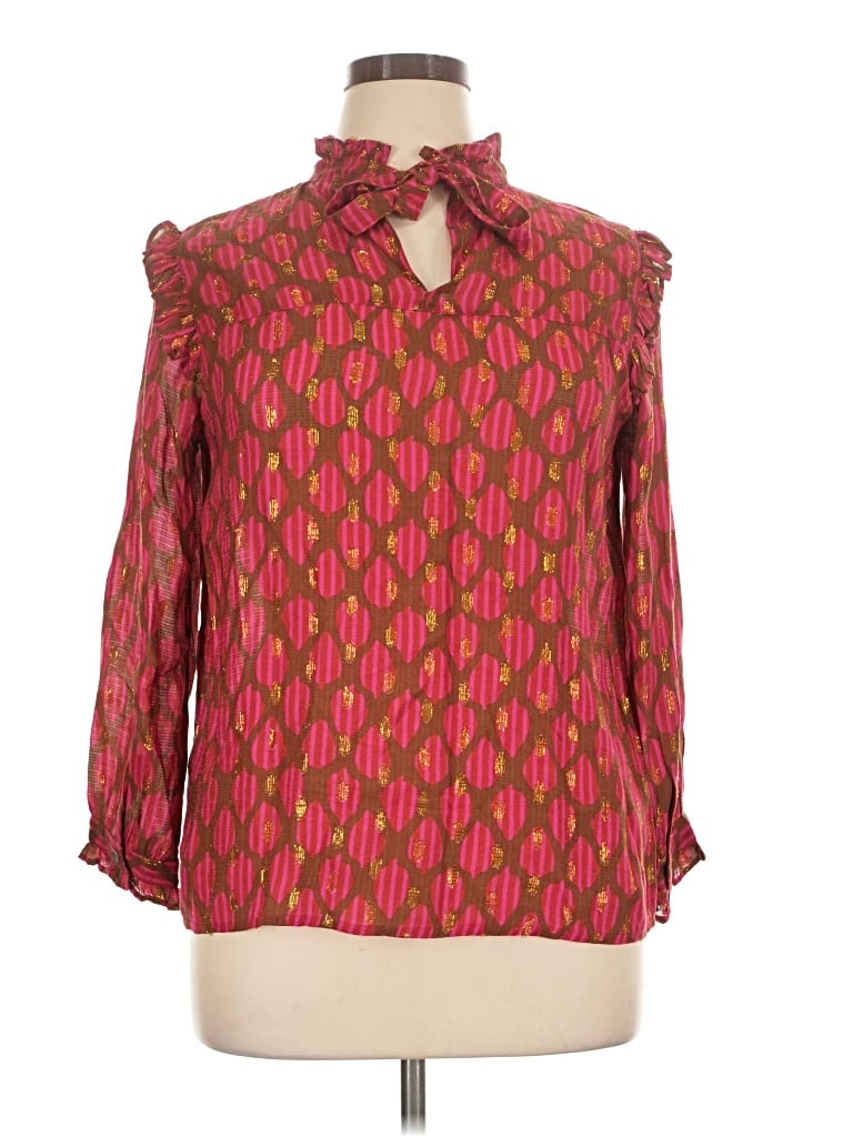 Pre-owned Oliphant 3/4 Sleeve Blouse In Red