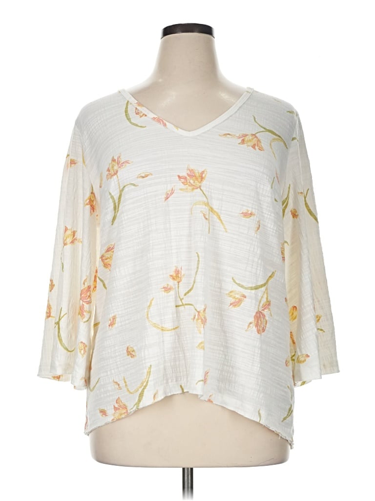 Pre-owned Wonderly 3/4 Sleeve Blouse In Ivory