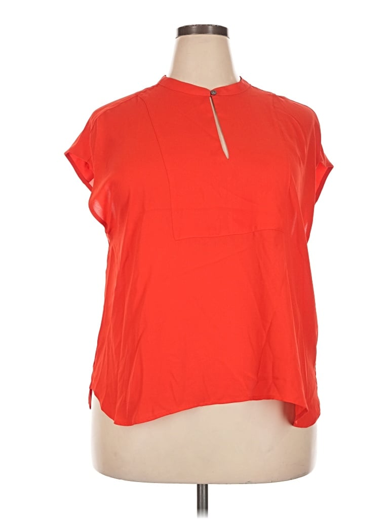 Pre-owned J.crew 365 Short Sleeve Blouse In Orange