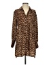 Zara Basic Animal Print Brown Long Sleeve Blouse Size S - photo 1