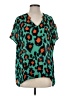 CAbi 100% Polyester Animal Print Teal Short Sleeve Blouse Size XS - photo 1