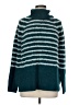 Elle Stripes Teal Turtleneck Sweater Size M - photo 1
