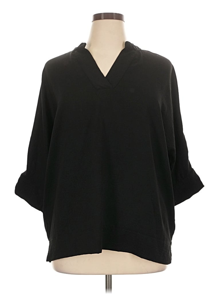 Pre-owned Premise 3/4 Sleeve Blouse In Black