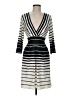 BCBGMAXAZRIA Stripes Silver Cocktail Dress Size M - photo 1