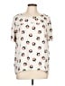 Ann Taylor LOFT 100% Polyester Hearts Ivory Short Sleeve Blouse Size L - photo 1