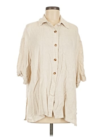 Naked Wardrobe 3/4 Sleeve Button-Down Shirt (view 1)