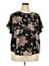 Maurices 100% Polyester Floral Black Short Sleeve Blouse Size 20 (2) - photo 1