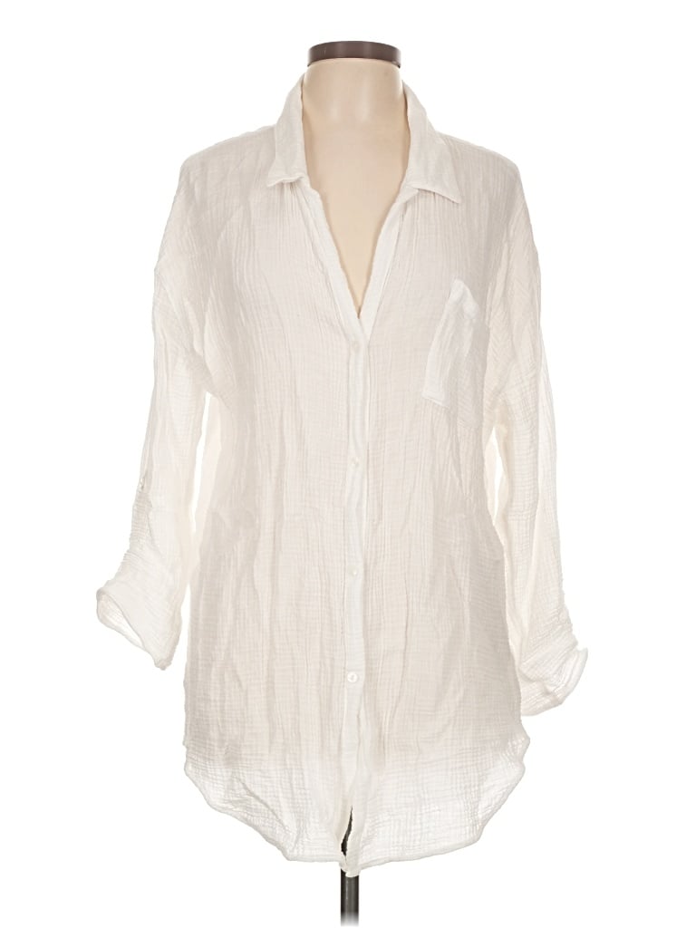 Pre-owned Kona Sol Long Sleeve Blouse In Ivory
