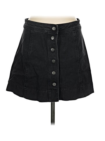Madewell Metropolis Snap Jean Skirt in Rawley Black (view 1)