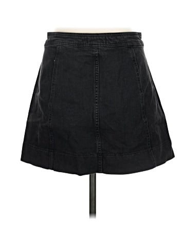 Madewell Metropolis Snap Jean Skirt in Rawley Black (view 2)