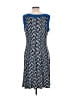 Perceptions Print Blue Casual Dress Size 12 - photo 2
