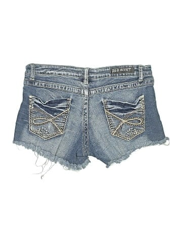 Red Rivet Denim Shorts (view 2)