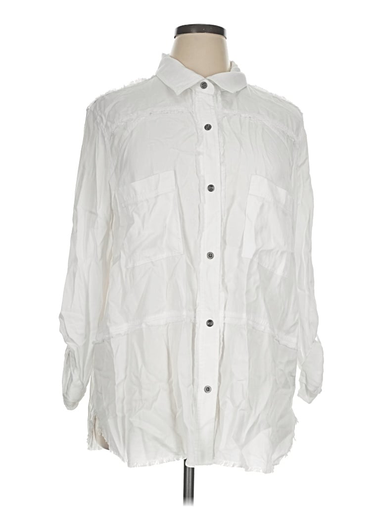 Pre-owned Multiples 3/4 Sleeve Button Down Shirt In White