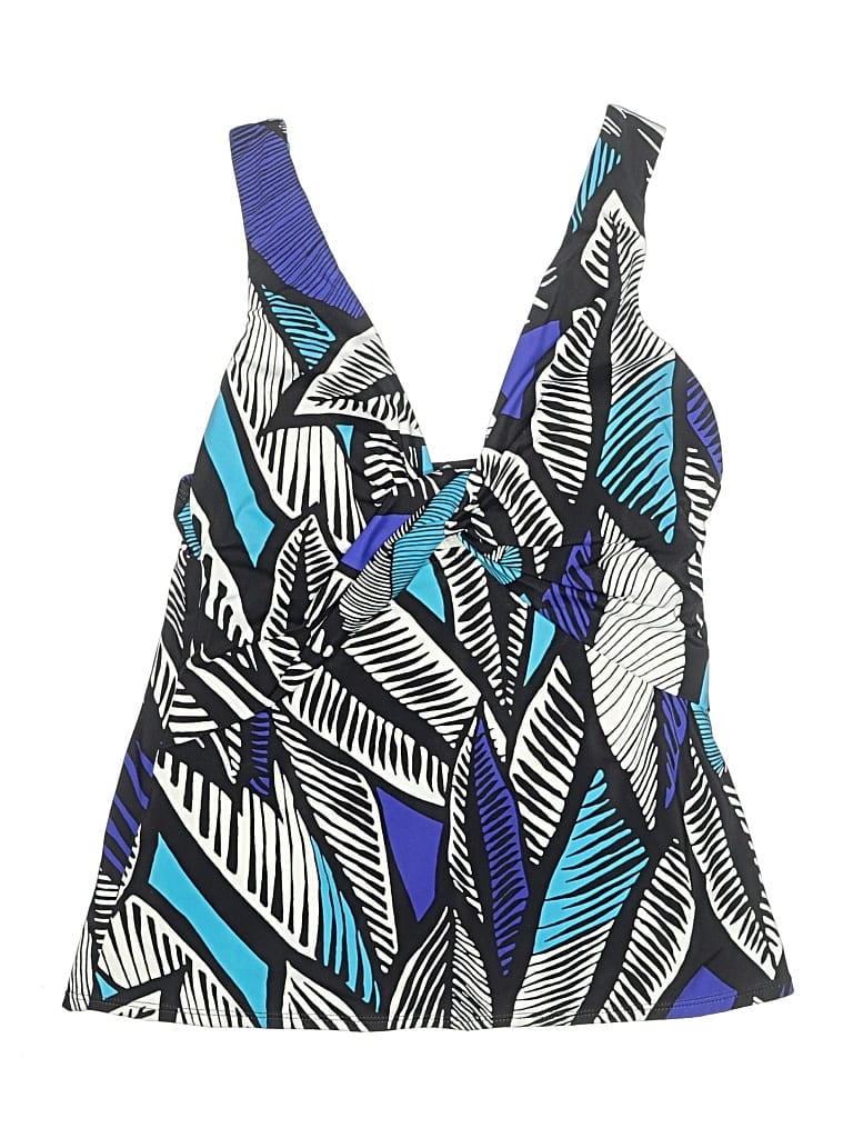 Pre-owned Miraclesuit Swimsuit Top Blue Print Pattern Swimwear