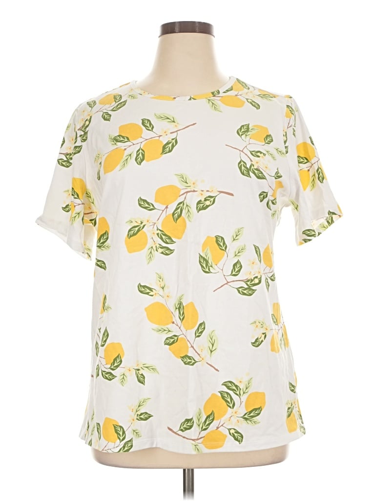 Pre-owned Denim & Co Short Sleeve T-shirt In Yellow