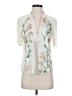 Tiny 100% Rayon Floral Ivory Short Sleeve Blouse Size XS - photo 1