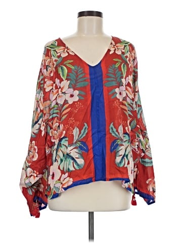 Johnny Was 3/4 Sleeve Silk Top (view 1)