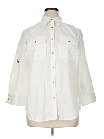 Lauren by Ralph Lauren 3/4 Sleeve Button-Down Shirt (view 1)