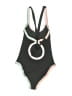 Platinum Chevron-herringbone Gray Black One Piece Swimsuit Size M - photo 2