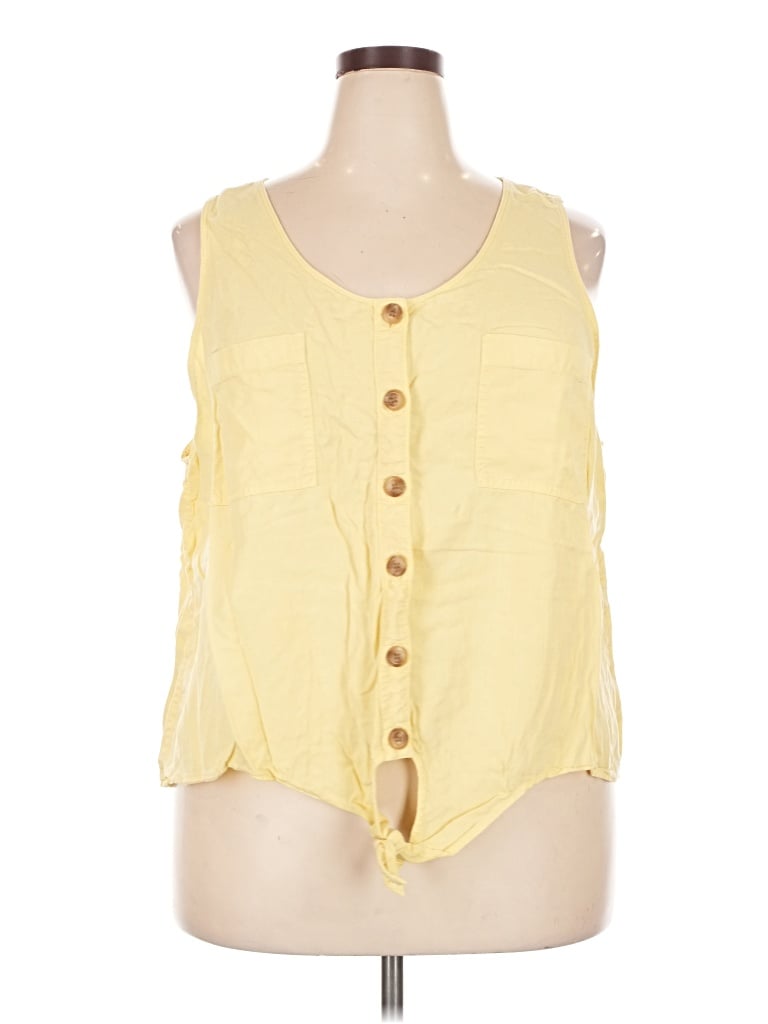 Pre-owned Natural Reflections Sleeveless Blouse In Yellow