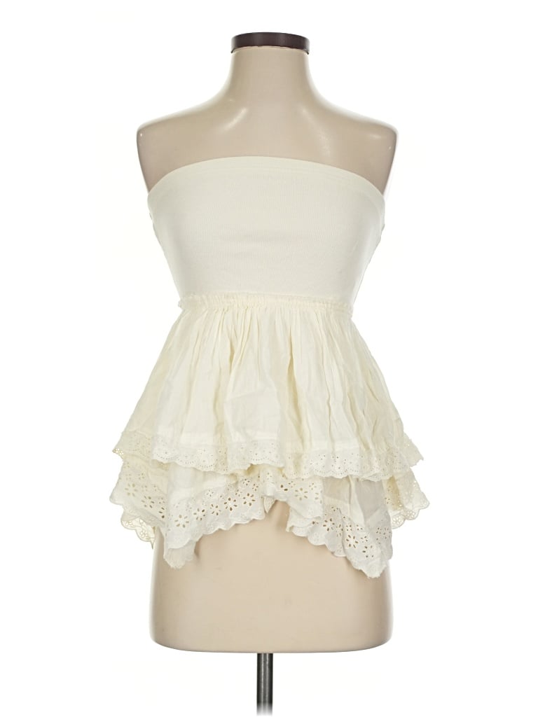 Pre-owned Kimchi Blue Sleeveless Top Ivory Strapless Neckline Tops
