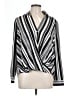 DressBarn Stripes Silver Long Sleeve Blouse Size L - photo 1