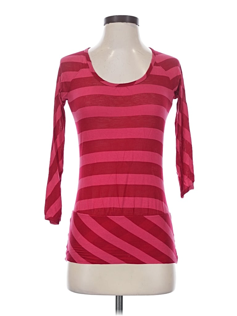 Pre-owned Brooklyn Industries 3/4 Sleeve Top Burgundy Scoop Neck Tops