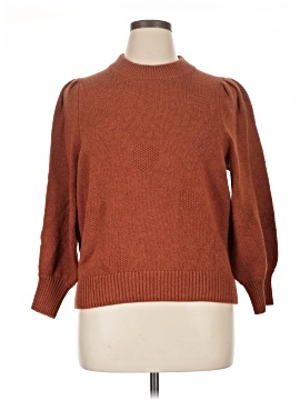 Madewell Dotted Eaton Puff-Sleeve Pullover Sweater in Cotton-Merino Yarn