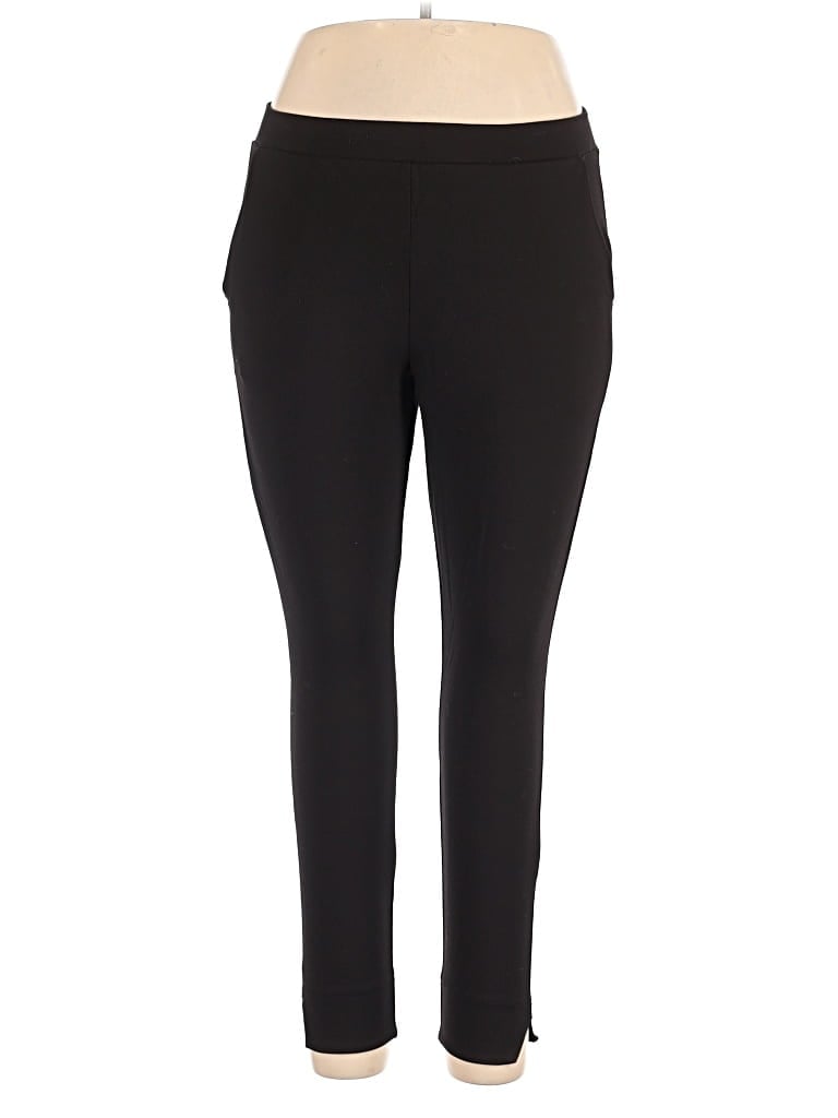 Pre-owned Hue Active Pants In Black