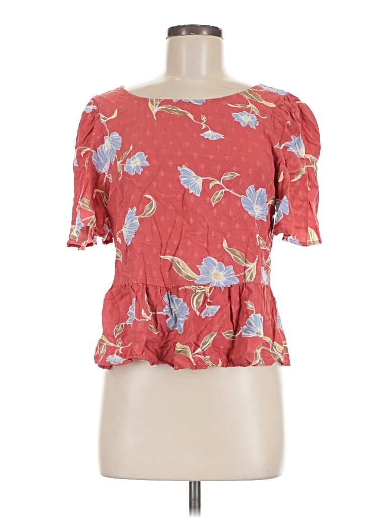 Pre-owned Tinsel Short Sleeve Blouse In Red