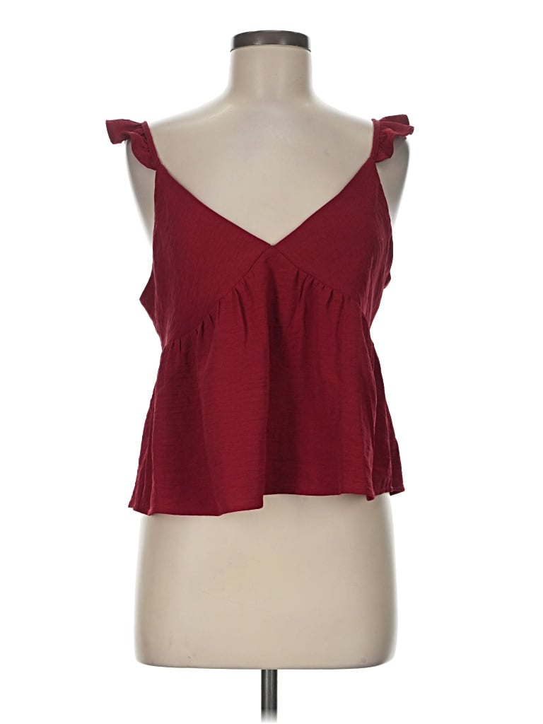 Pre-owned Timing Sleeveless Blouse In Burgundy