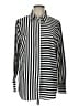 Nine West 100% Polyester Stripes Silver Long Sleeve Blouse Size L - photo 1