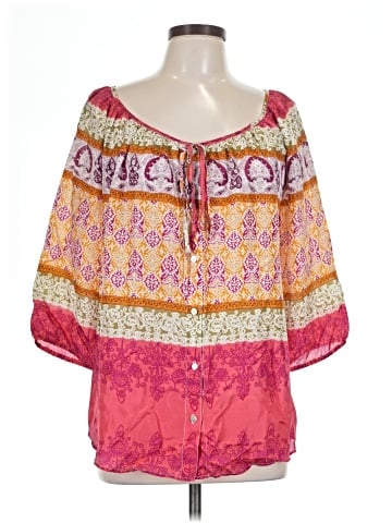 Velvet 3/4 Sleeve Silk Top (view 1)