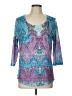 One World 100% Polyester Blue Purple 3/4 Sleeve Top Size L - photo 1