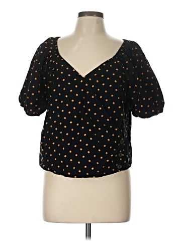 Madewell Corduroy Puff-Sleeve Wrap Top in Oval Dot (view 1)