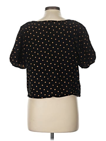 Madewell Corduroy Puff-Sleeve Wrap Top in Oval Dot (view 2)