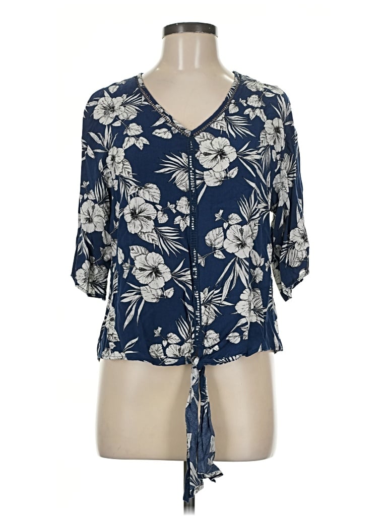 Pre-owned Como Blu 3/4 Sleeve Blouse In Blue