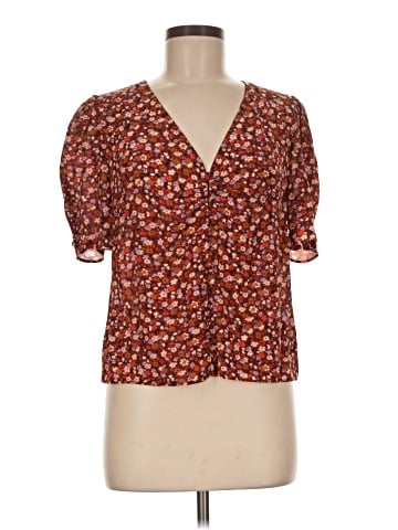 Madewell Silk Button-Sleeve Top in Spring Prairie (view 1)