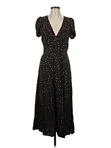 Madewell Puff-Sleeve Faux-Wrap Midi Dress in Stem Scatter (view 1)