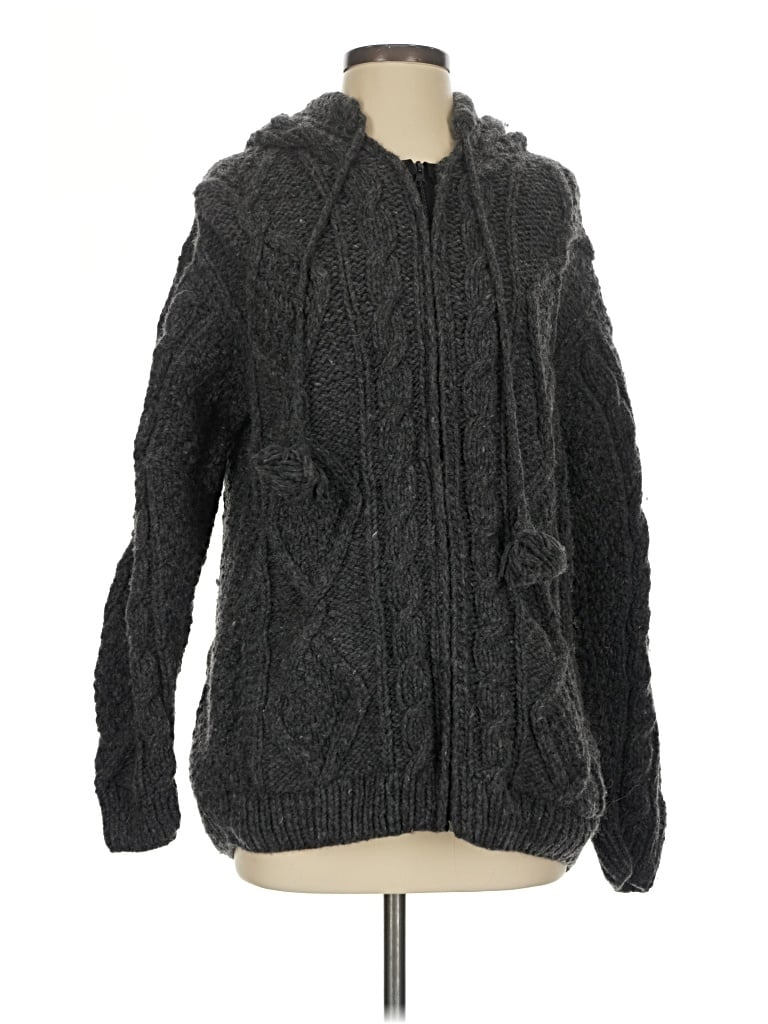 Pre-owned Assorted Brands Wool Cardigan Sweater In Gray