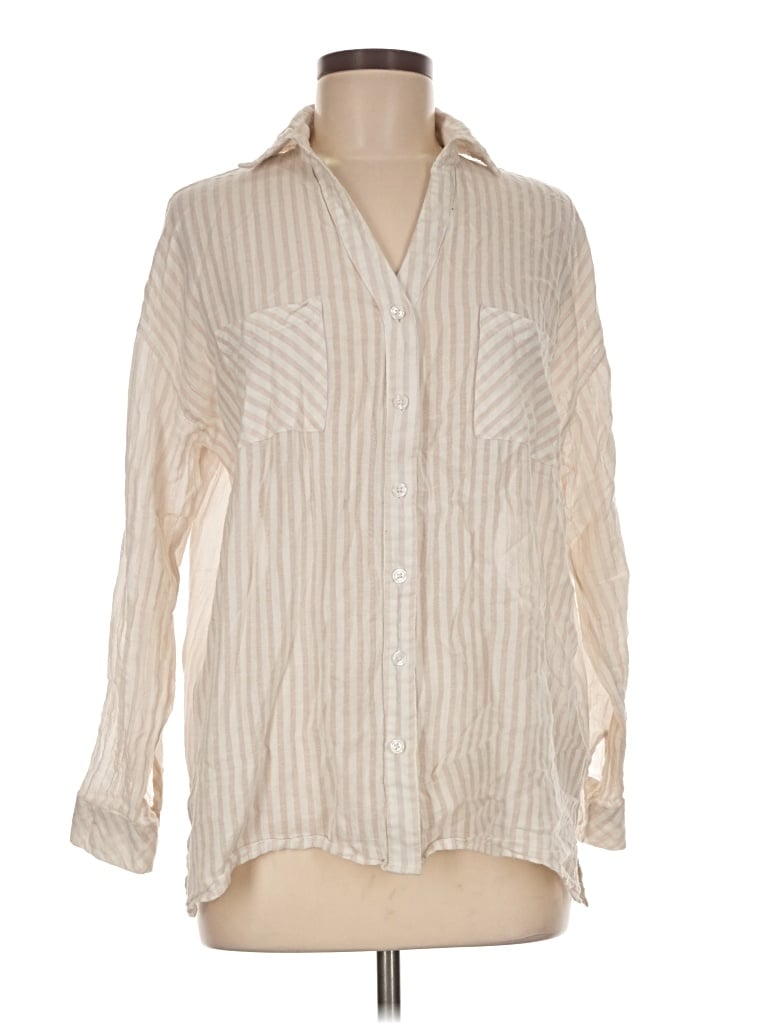 Pre-owned Miou Muse Long Sleeve Button Down Shirt In Ivory