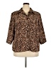 Notations Animal Print Brown 3/4 Sleeve Button-Down Shirt Size 2X - photo 1