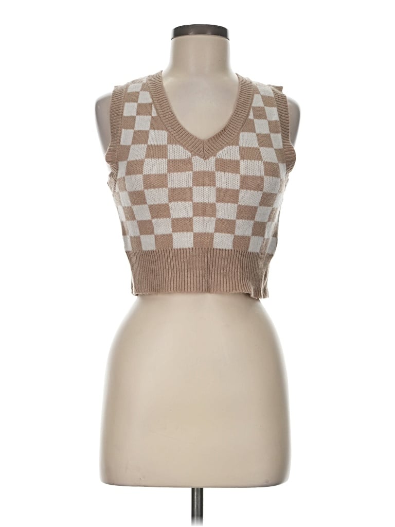 Pre-owned No Comment Sweater Vest In Tan