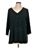 Susan Graver Houndstooth Green Teal 3/4 Sleeve Blouse Size L - photo 1